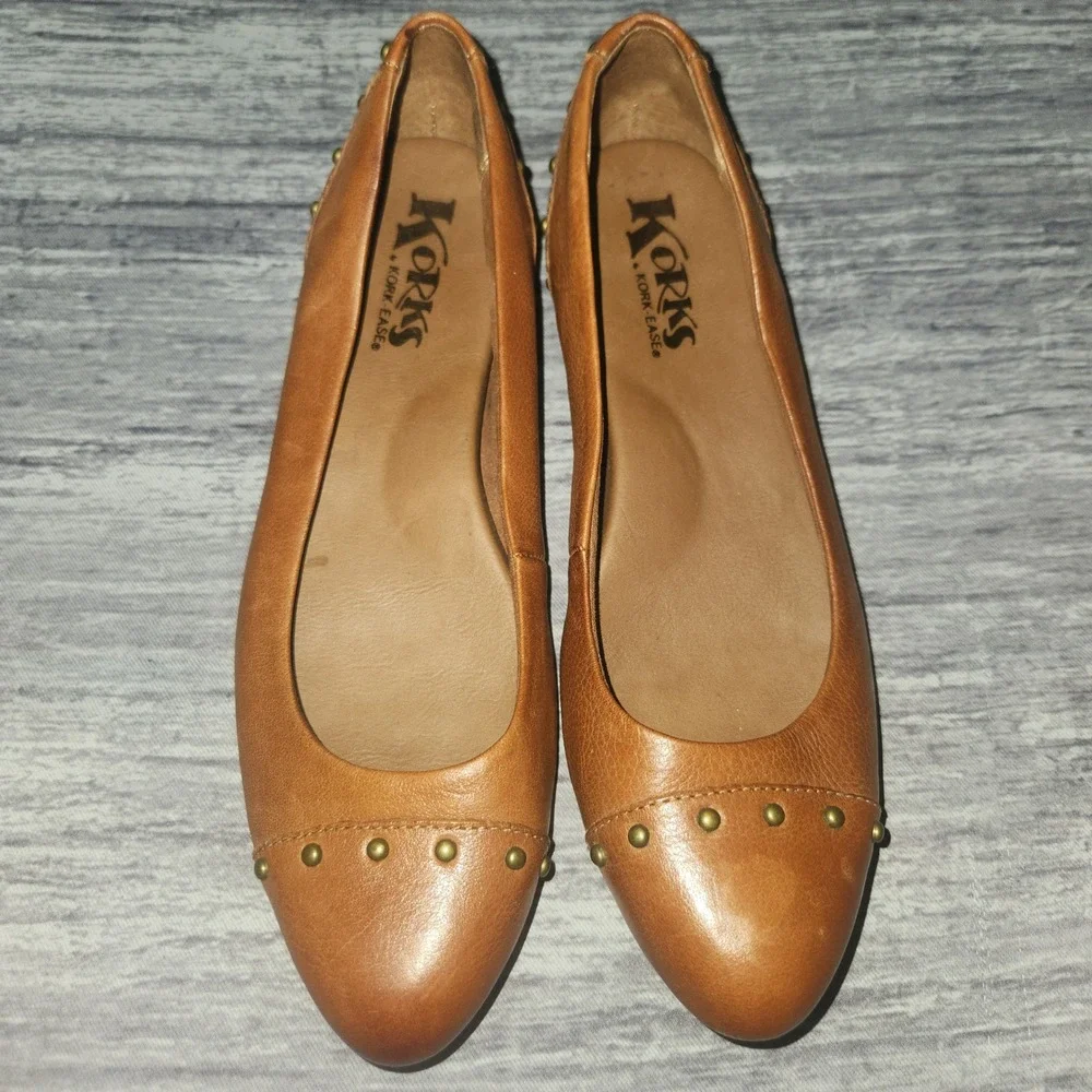 Korks Ease Leather‎ Flats Studded Pointed Toe Balletcore Anabel Shoes 6.5